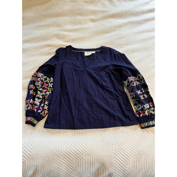 Anthropologie Maeve Sonja Embroidered Floral Sleeve Top - Picture 8 of 8
